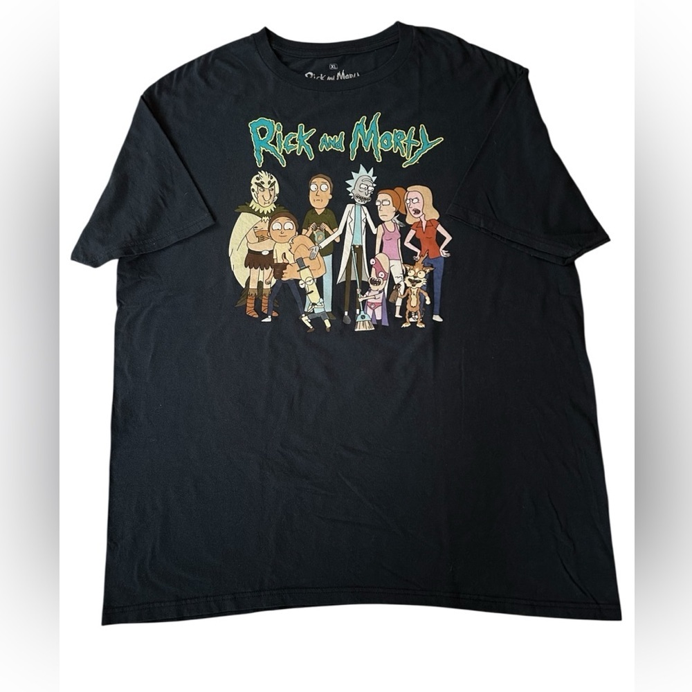 Rick and Morty Adult Swim Graphic T-Shirt Black Cartoon Network Cotton Tee XL